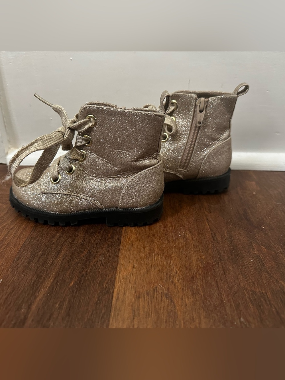 Target Kids Girl Glitter Lace-Up Ankle Boots - Gold Size 7
